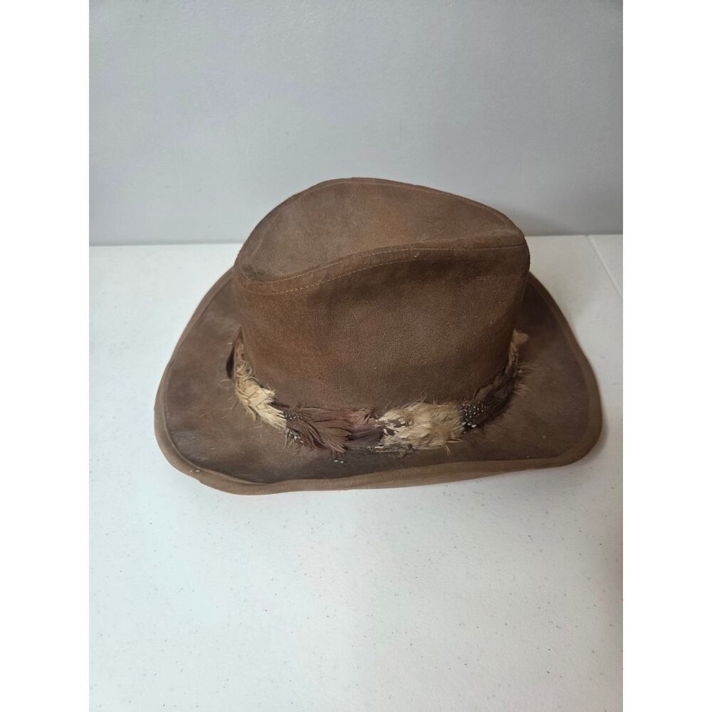 Stetson 'The Gun Club' Feathered Hatband Felt Western Fedora Hat Brown Size 7 - Picture 3 of 4